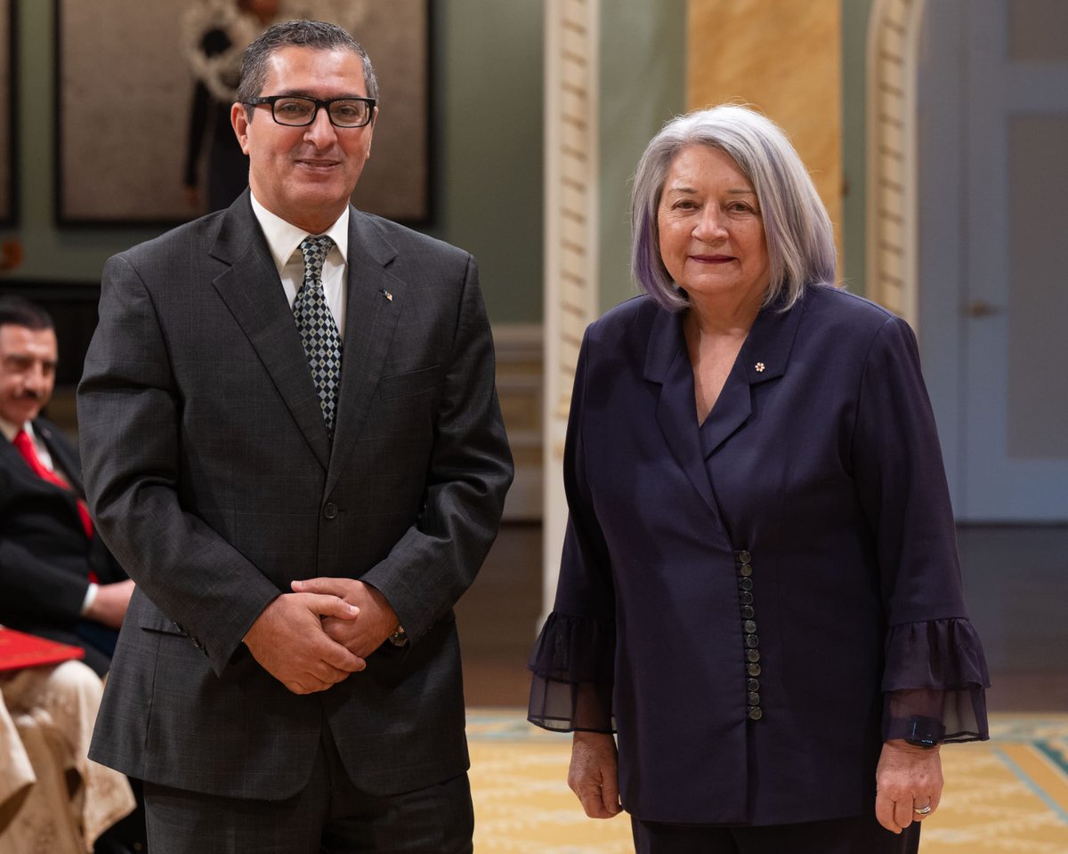 ambassadeott's tweet photo. 🟢L’Ambassadeur d’Algérie au Canada, S.E. Noureddine Sidi Abed, a présenté le 20 février 2024, ses lettres de créances à la très honorable Gouverneure Générale du Canada, Madame Mary Simon, lors d'une cérémonie officielle tenue à Rideau Hall. https://t.co/zBoscRGH2q
