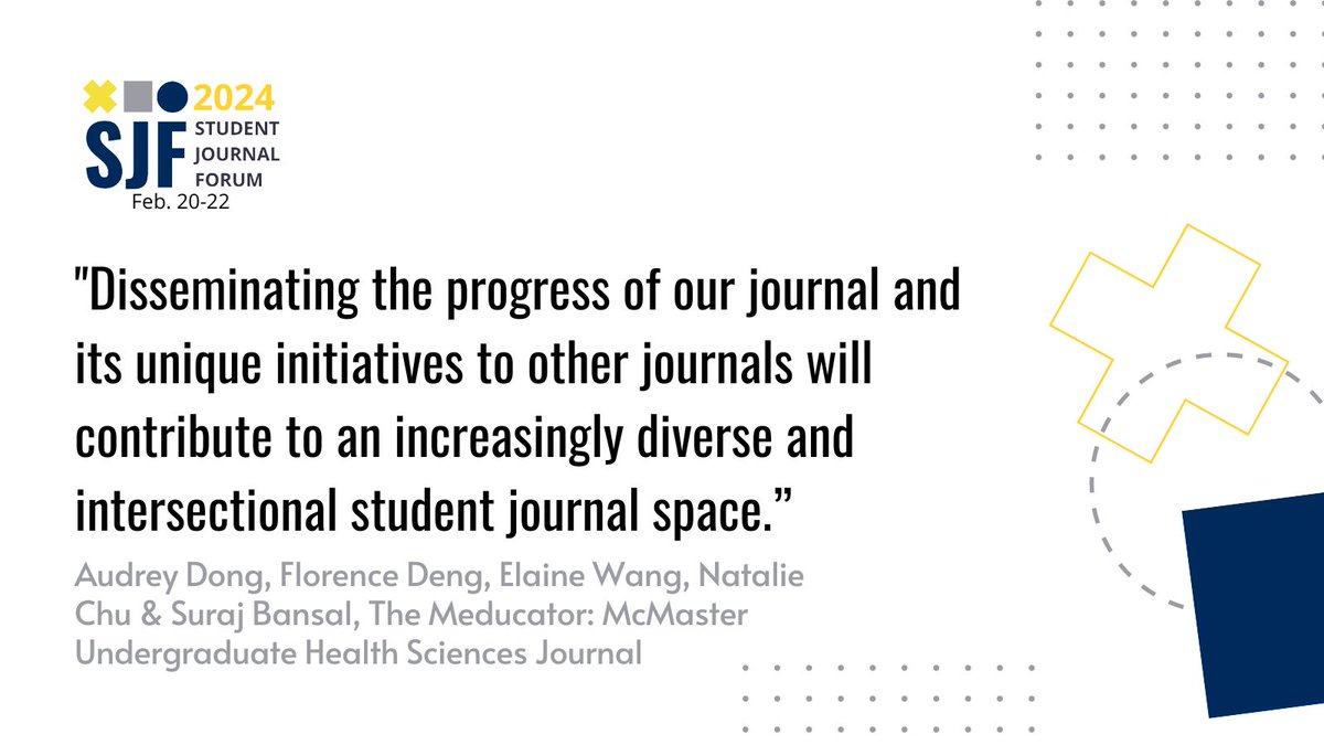 CanadaSJF's tweet photo. 2/3 @The_Meducator #StudentJournal is happy to share its unique initiatives to this Forum, as they are making waves for students and #ScholarlyPublishing in Canada, with their blend of visual accompaniment and mentorship program.

#ScholComm #MultimodalPublishing #AcademicChatter https://t.co/KOBB9vXLX7