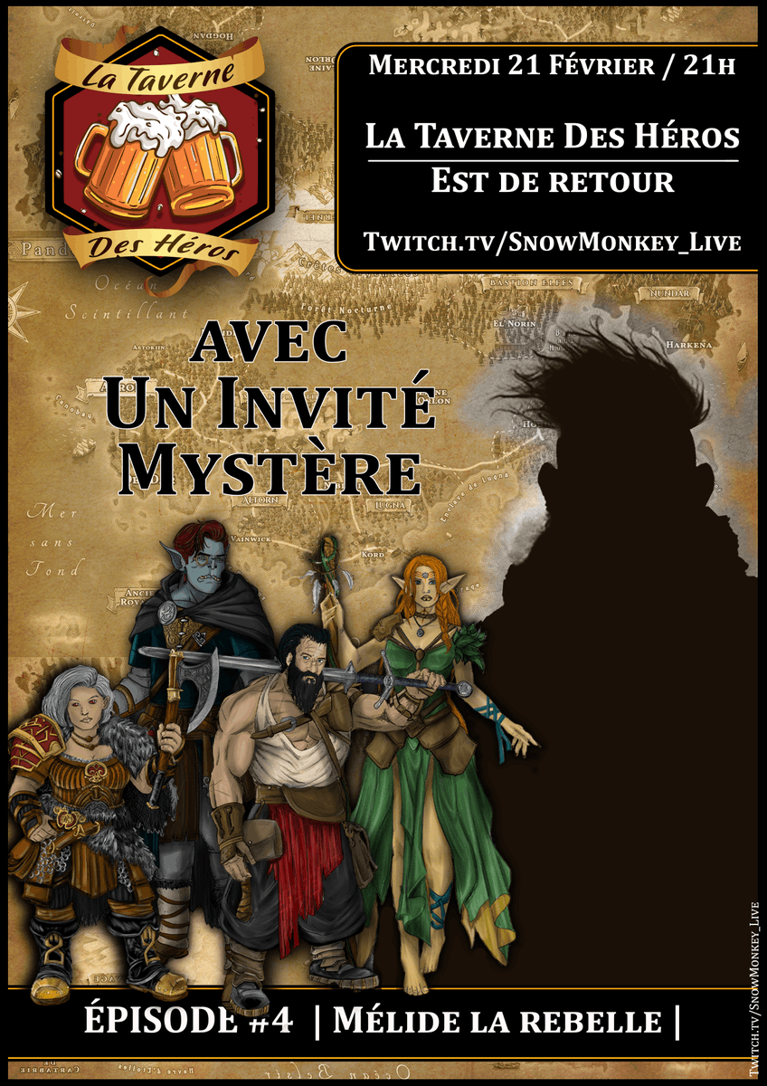 snowmonkey31's tweet photo. Ce soir, en DIRECT sur #twitch l'épisode 4 de votre aventure  #JDR      

 Alors viens encourager nos joueurs
@MisterOtter007 , @1solith , Mahthaius , Drey  et @rav_yoli_tv 
 
Viens découvrir avec eux les mystères de PANDEA .    

RDV 21h + / 🎲https://t.co/kuhnhU8UfJ 📷 https://t.co/2tytUqUKIF