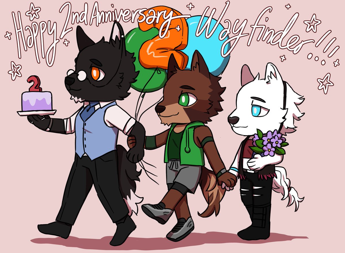 WayfinderVN's tweet photo. The amazing @otehngo drew this piece for Wayfinder's 2nd anniversary! Thank you all for being a part of this journey and I hope you all find your way!

#wayfindervn #anniversary #wolf #furry #vn #chibi #cute #cake https://t.co/DKFrdk4TJ6