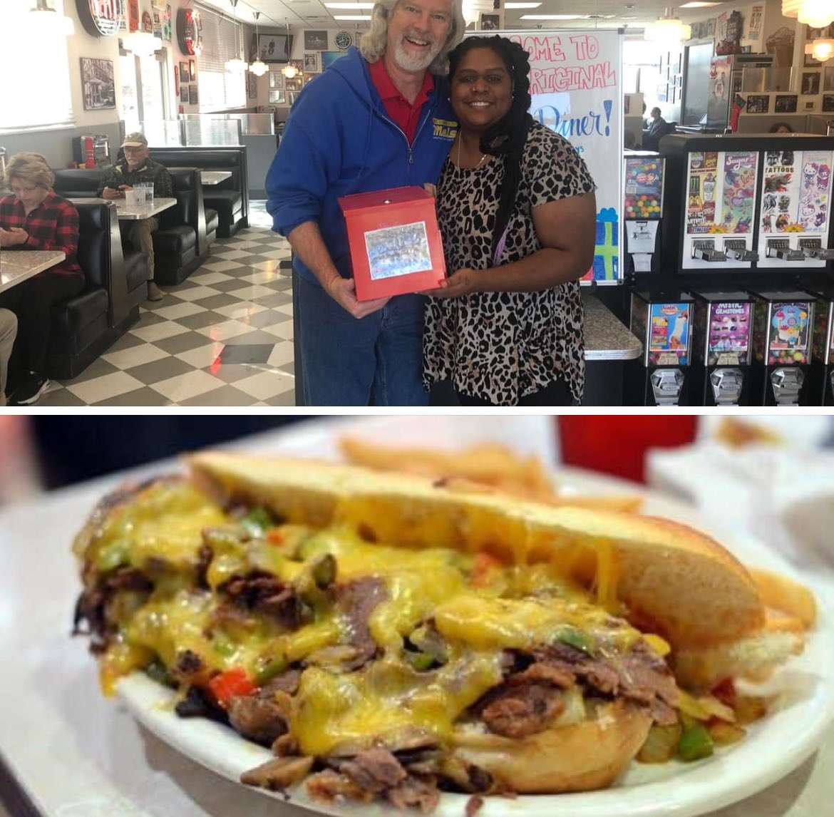 AcresofHope's tweet photo. General Manager Jim Gibbs at Mel’s Diner located at 1730 Grass Valley Hwy is partnering with Acres of Hope to help Mothers and children breaking the cycle of homelessness at Acres of Hope. So when you visit drop a few bucks in the red box at the entrance.
https://t.co/FkYprr0Shn https://t.co/Bc0QgS6Lr0