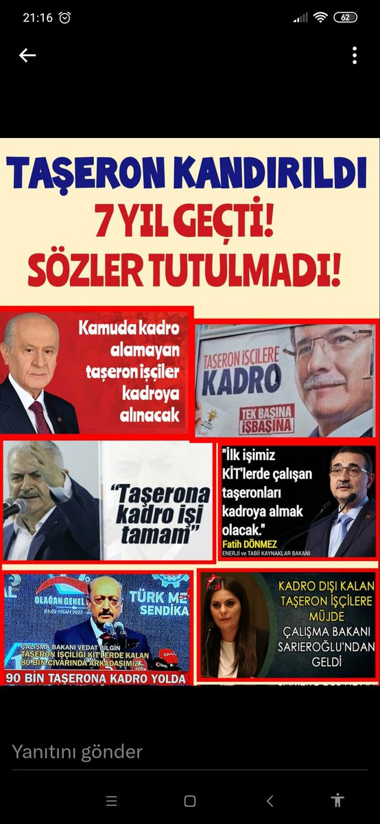 TaşeronaKadro HakkıVerilsin

Tüm Taşeronlara Ayrımsız Kadro 
<a href="/RTErdogan/">Recep Tayyip Erdoğan</a> <a href="/dbdevletbahceli/">Devlet Bahçeli</a>
