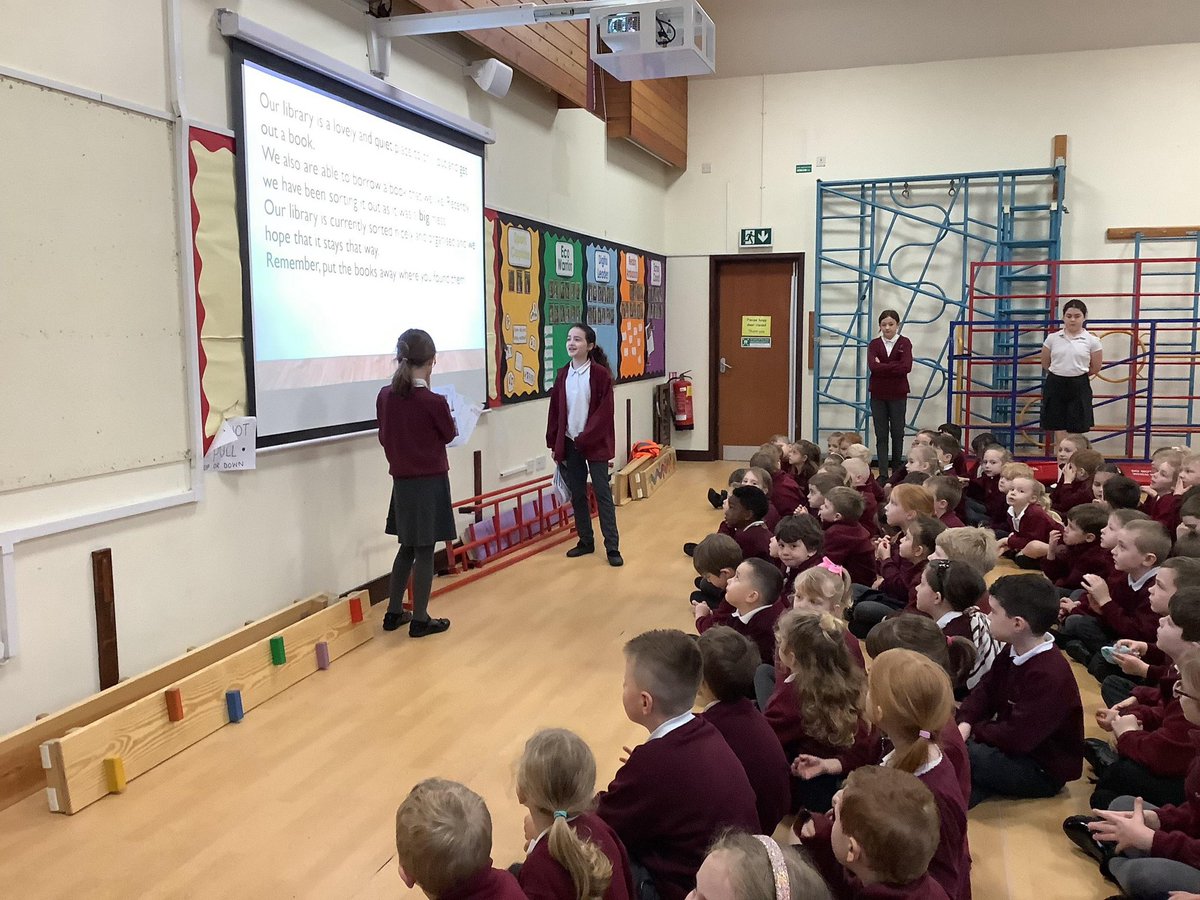 Cassie and Indie asked if they could do an assembly to encourage other children to read more. They created a PowerPoint which they shared with the rest of the school today. The girls spoke clearly and the rest of the children listened really well. What great Reading Ambassadors!