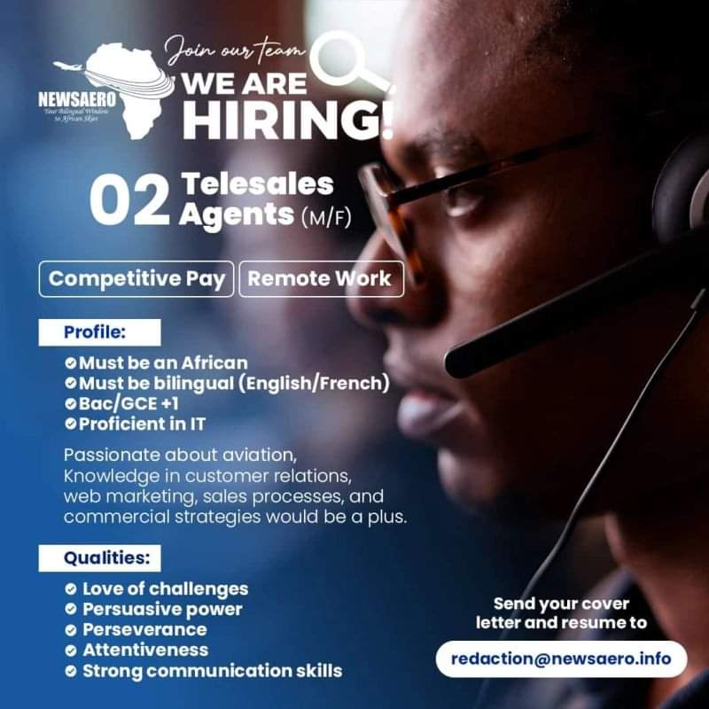Dear network, please help me to spread out this JobAds at NEWSAERO 
____

#NowHiring | #TelesalesChampions | #CareerOpportunity

NewsAero Team is expanding, and we invite YOU to be the voice that opens doors to endless possibilities.

#TelesalesJobs #SalesCareers #JoinOurTeam