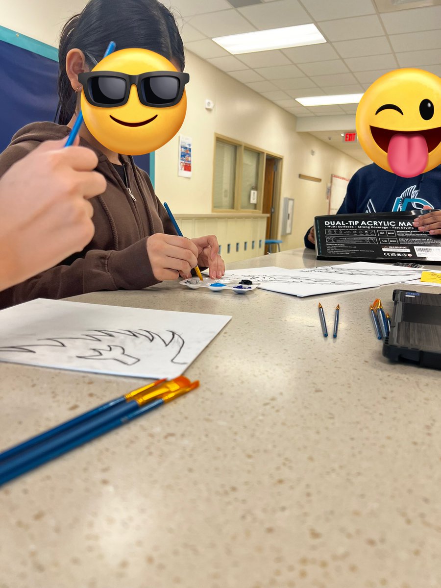 msshawteach's tweet photo. Today I got to help with painting club.  Boy are these kids talented. https://t.co/N5P9hsG2eM