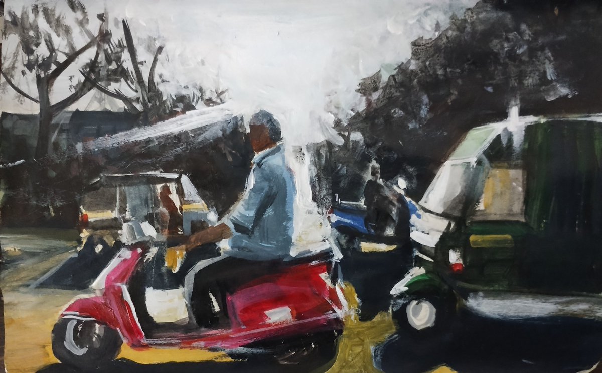 Acrylic on 13x21cm, cartridge paper.

#Art #VisualArt #Landscape #LandscapePainting
#Cars #Sunlight #Pune #punecity #Urbanscene #City #Daylight #CainPinto #RepresentationalArt #Acrylic #Abstraction #Pune #Noon #AcrylicLandscape #Lights #ContemporaryArt #impressionismpainting