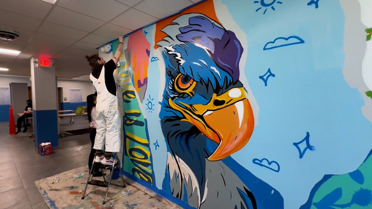 WTEN's tweet photo. Students spend winter break painting murals in #Menands with @CassHudson https://t.co/8xXURUBFrw https://t.co/iJ8uSR4G3A