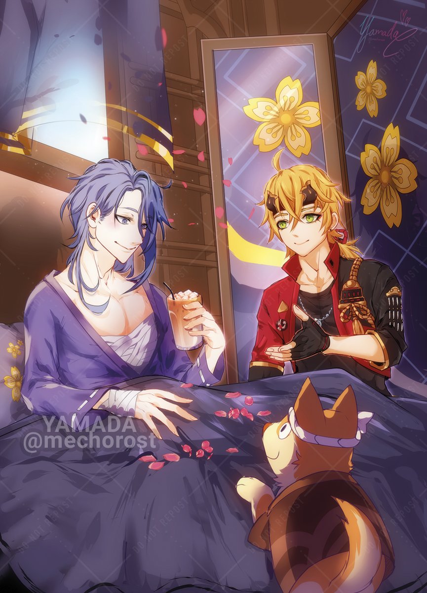 My #thomato illustration I did for <a href="/ThomatoZine/">Duty & Devotion: A Thomato Zine—Complete</a> 🍅🧋! I'll also post my NSFW one soon... 😋

🛒Leftover sales will open on the 29th of February.
thomatozine.bigcartel.com