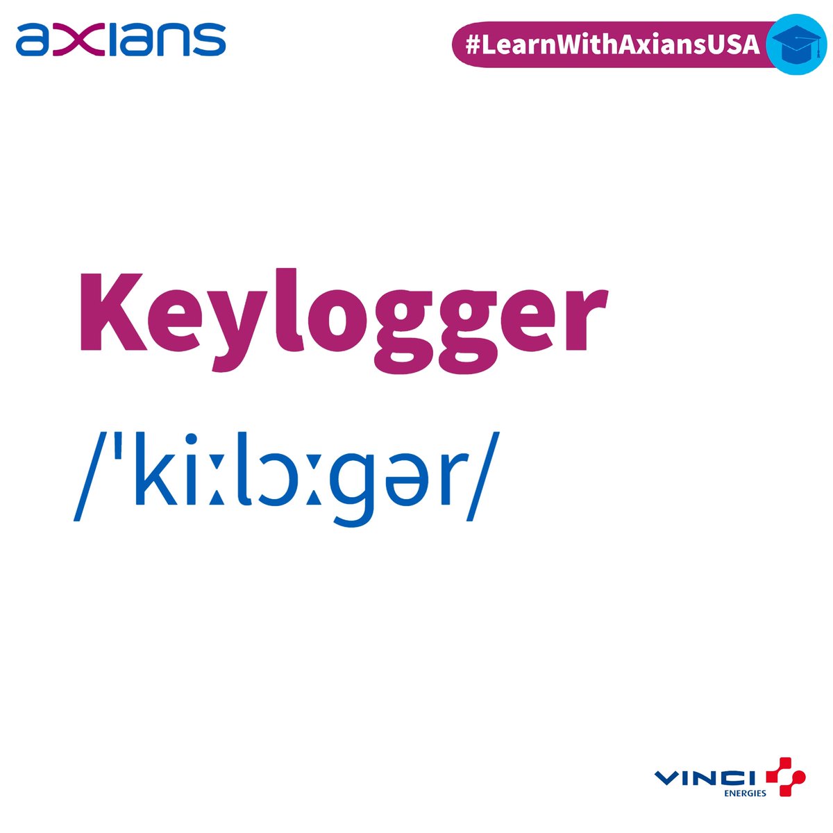 Axiansusa's tweet photo. A keylogger is a form of surveillance tech that records every keystroke made on a keyboard. Known also as keystroke loggers or keyboard captures, these tools can be used for both security and nefarious purposes. learn more at https://t.co/4y2iF1cCeQ 
#LearnwithAxians https://t.co/ZVJokJZCuC