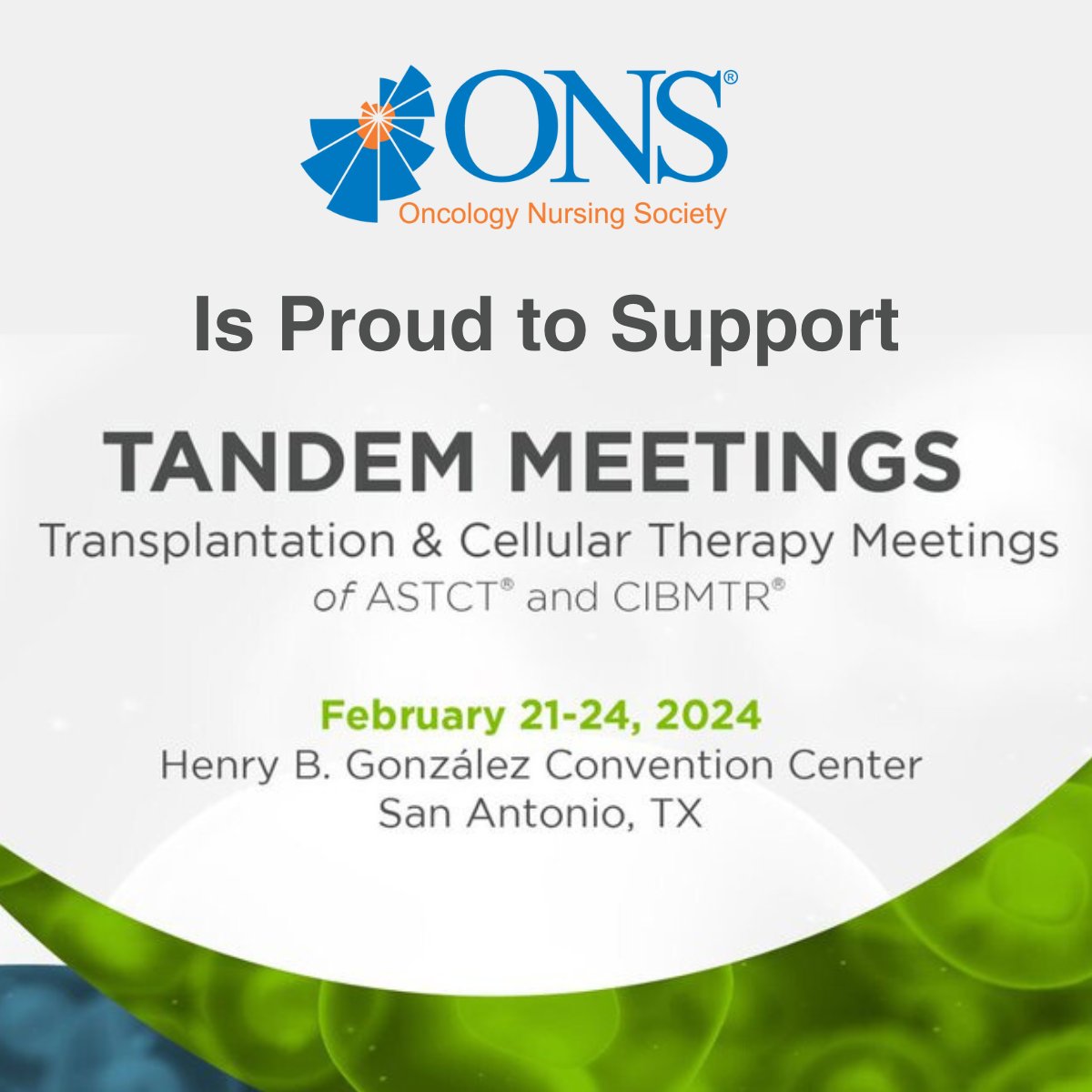 ONS is proud to support the ASTCT and CIBMTR Tandem conference! We're helping shape education for Transplant and Cellular Therapy nurses, and offering NCPD and ILNA points to support nursing licensure and certification. #ONSsupport #Tandem24 bit.ly/49gqvbO