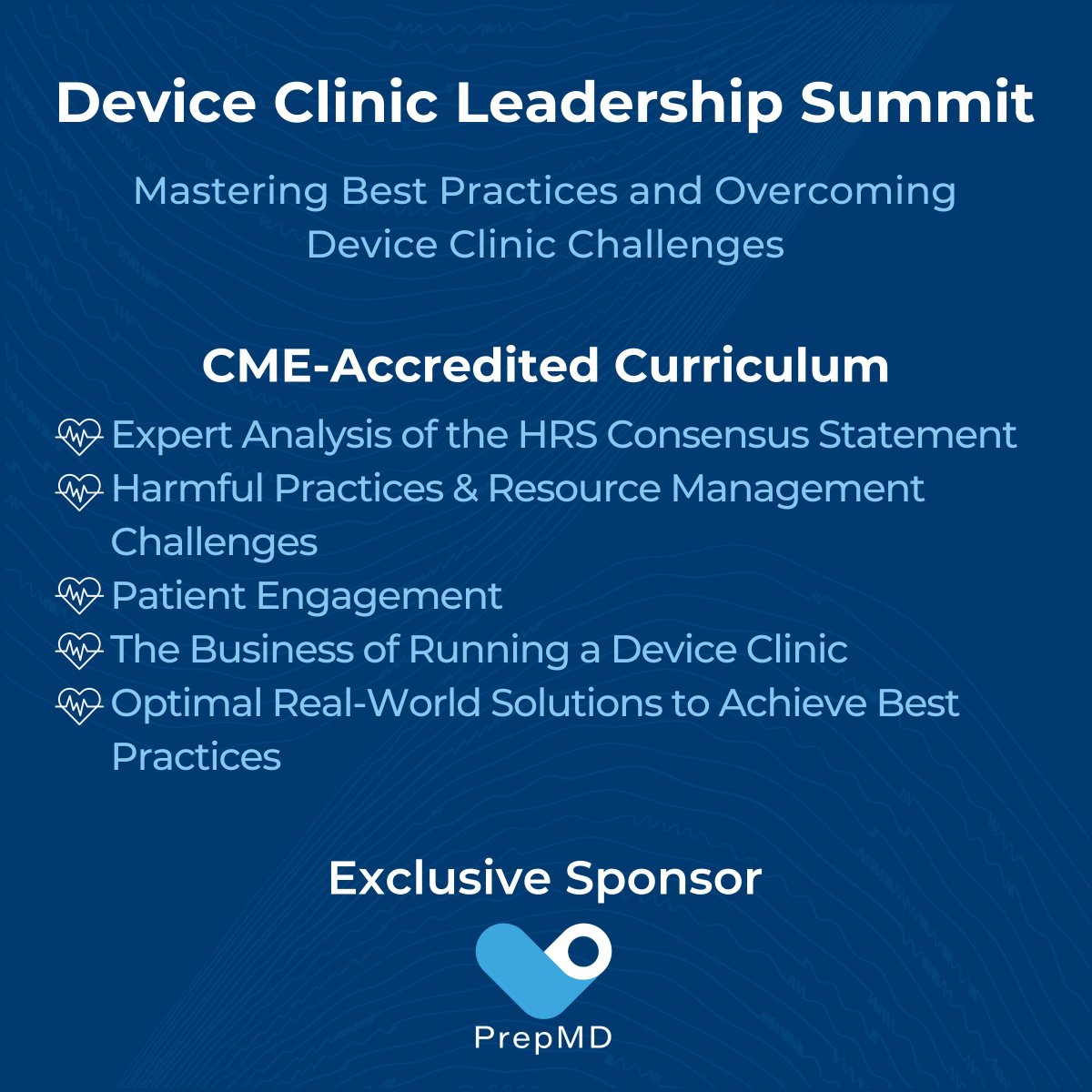 Explore the comprehensive agenda and register for the upcoming Device Clinic Leadership Summit at mediasphere.live/summit. Delve into HRS guidelines, best practices, and the essential dos and don'ts of device clinic management alongside clinic experts.

#LeadershipSummit #EPeeps