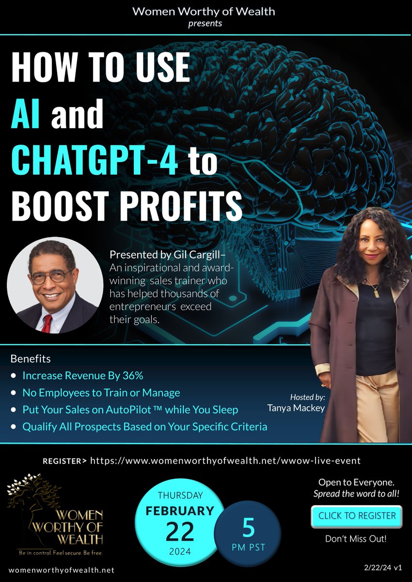 GerryFoster's tweet photo. DON'T MISS OUT: Learn how to increase revenue quickly, easily, and without a sales force on Thursday, February 22, 2024, at 5 PM PST!  Free registration:  https://t.co/IFEnYUO0fX

This is a high-value, life-changing presentation for B2B brand owners that you don't want to miss! https://t.co/i2bkaUlnny