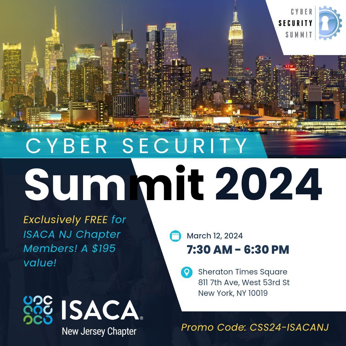 NJISACA's tweet image. Join us for the 13th Edition of The Official New York Cybersecurity Summit  held on Tuesday, March 12, 2024 at the Sheraton New York Times Square Hotel.
Register before Mar 5 with code CSS24-ISACANJ to secure your Free Pass at buff.ly/3w6csap #cpe #officialcybersecurity