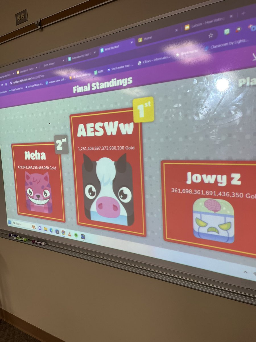 When <a href="/PlayBlooket/">Blooket</a> glitches so the steal 10% turns into steal 1000% 😂😂 The students were very excited for their scores!