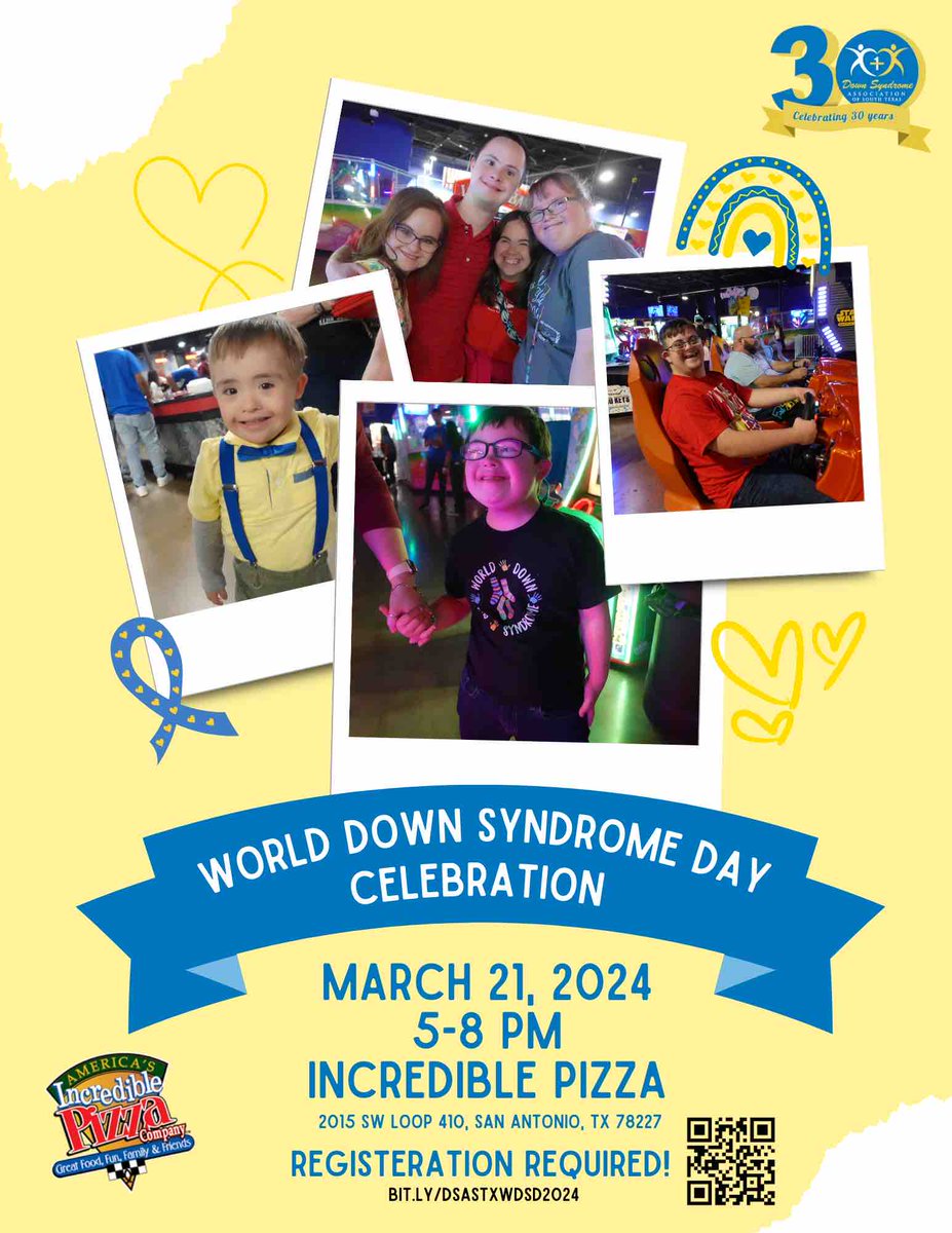 DSASTX's tweet photo. Our FAVORITE DAY OF YEAR is coming up soon!! Join us our World Down Syndrome Day Celebration at Incredible Pizza on March 21st! 💙💙🤩

🚨Registration is required! 🚨 ➡️ https://t.co/HXo0GJDKBz https://t.co/OP2olQ0wcq