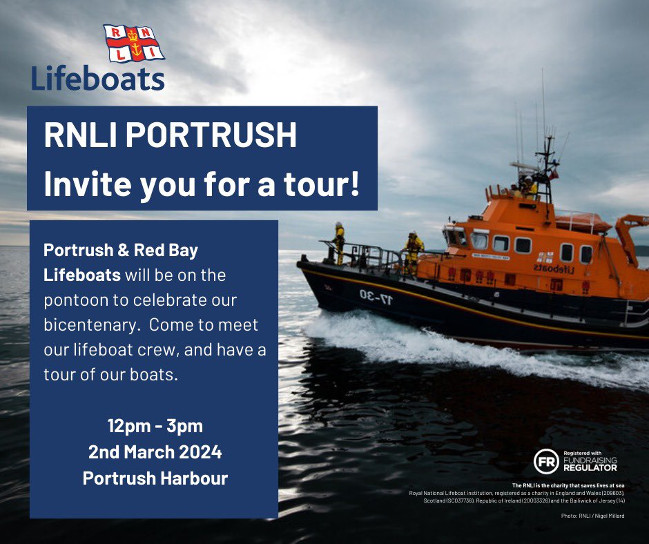 Come and see us and our flank station @Redbaycrew in Portrush on 2nd March! Celebrating 200 years of the @RNLI #OneCrew #WorkingTogether #PartnersSavingLivesAtSea