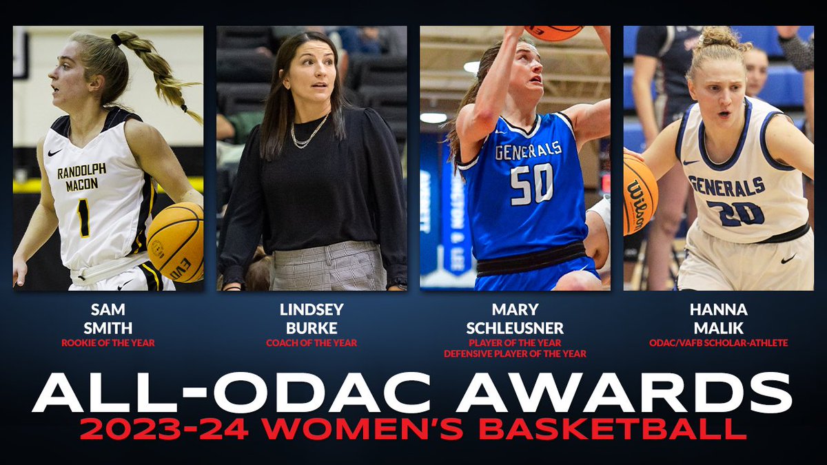 All-ODAC WBB Awards announced. WLU’s Mary Schleusner is POY and D-POY, teammate Hanna Malik is ODAC/<a href="/VaFarmBureau/">Virginia Farm Bureau</a> Scholar-Athlete. <a href="/RMCathletics/">Randolph-Macon College Athletics</a> Lindsey Burke is COY, Sam Smith is ROY #ODAC #d3hoops odaconline.com/news/2024/2/20…