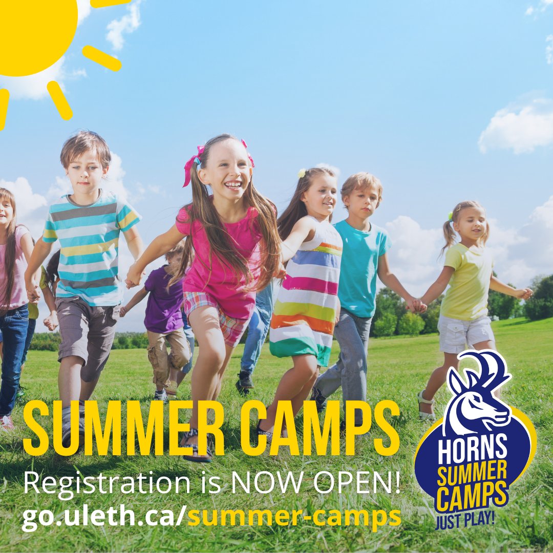 🌞Summer Camp registration is OPEN. Don't wait, spaces fill up quickly!

➡To view and register for all camps, visit: go.uleth.ca/summer-camps

#hornsrec #summercamps #uleth #ulethbridge #yql