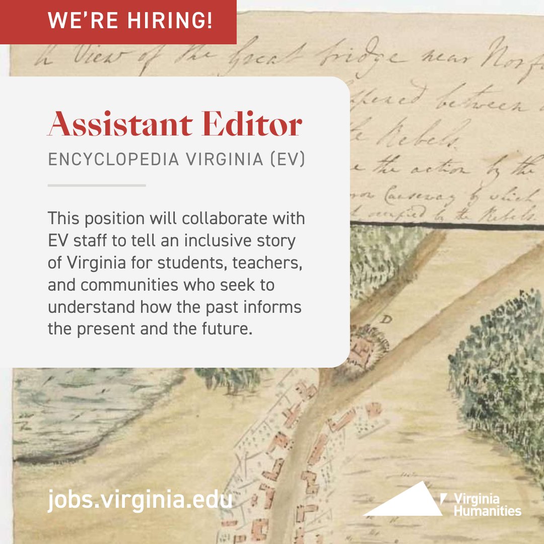 Apply to join our team as an assistant editor! Primary responsibilities will include identifying, transcribing, and publishing primary documents; assisting with our editorial workflow; and project promotion and outreach. loom.ly/gXSBo6c