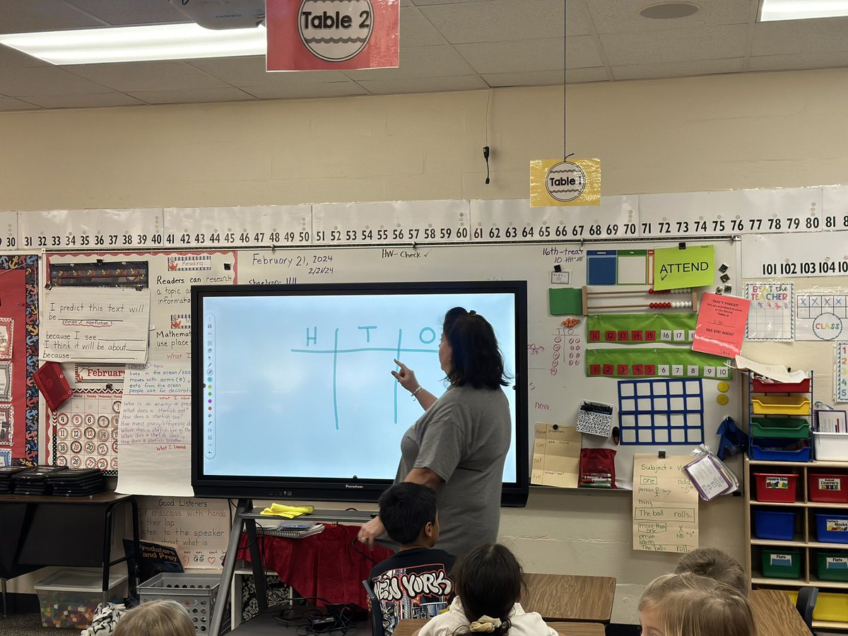 Mrs. Stott’s class using our new Promethean Board during math today.