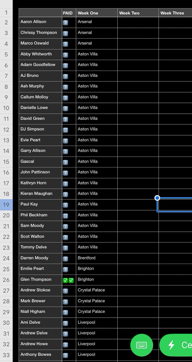 Triple rollover 

Week one -