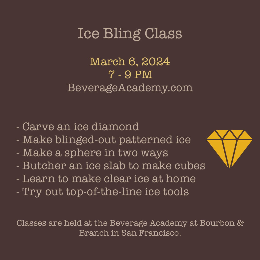 Ice and Amaro classes in San Francisco this March! alcademics.com/event-calendar…