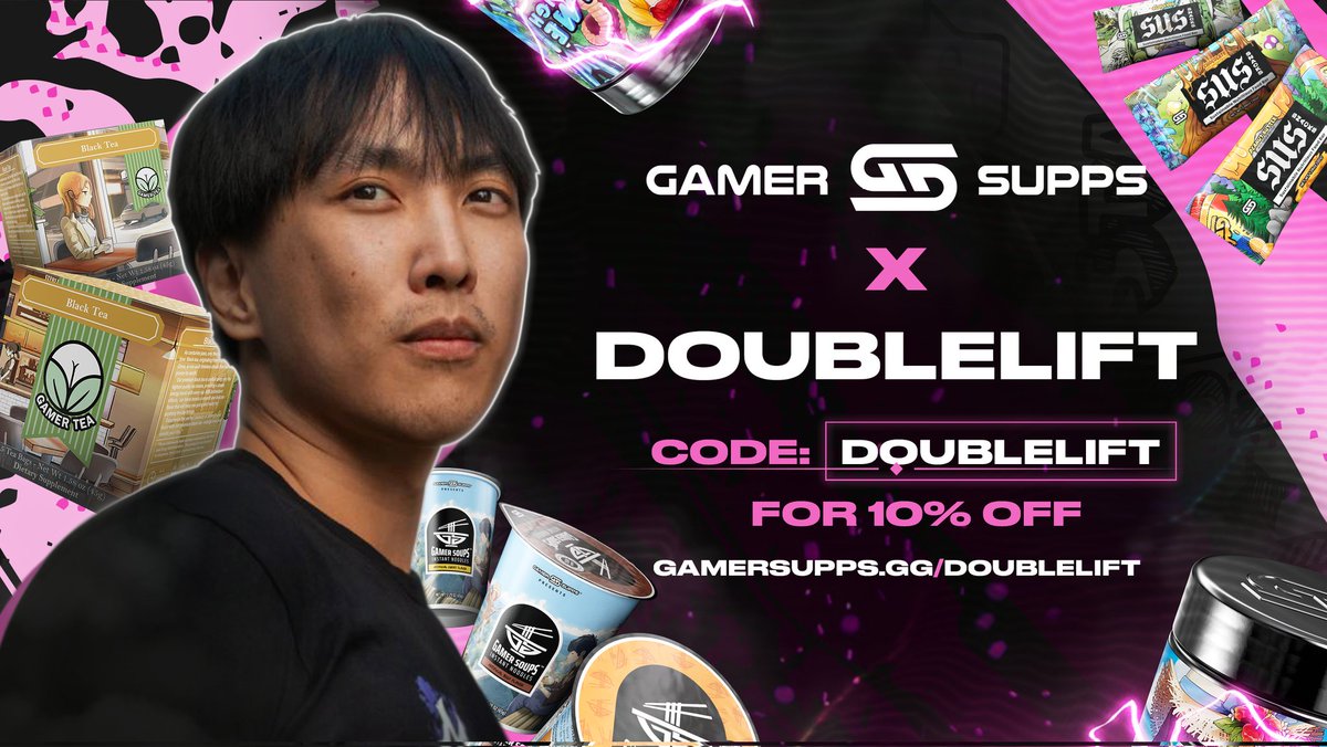 Proud to announce that I'm partnered with @GamerSupps! They make delicious, convenient, and health-conscious products that I use literally every day, ranging from energy drinks to tea to ramen. Get 10% off at checkout with code 'Doublelift' gamersupps.gg/Doublelift #ad