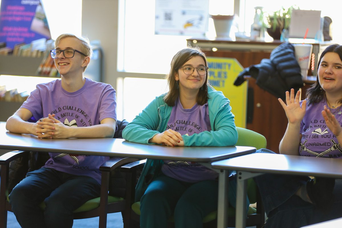 NorthwestISD's tweet photo. Students from @ByronNelsonHigh, @EatonHighSchool and @NHSTexans came together today for a Book Battle! The students put their knowledge of 10 books to the test in a trivia challenge and teams from all three schools will move on to compete in the Regional NTX Book Battle in April. https://t.co/gfQi1dSZft