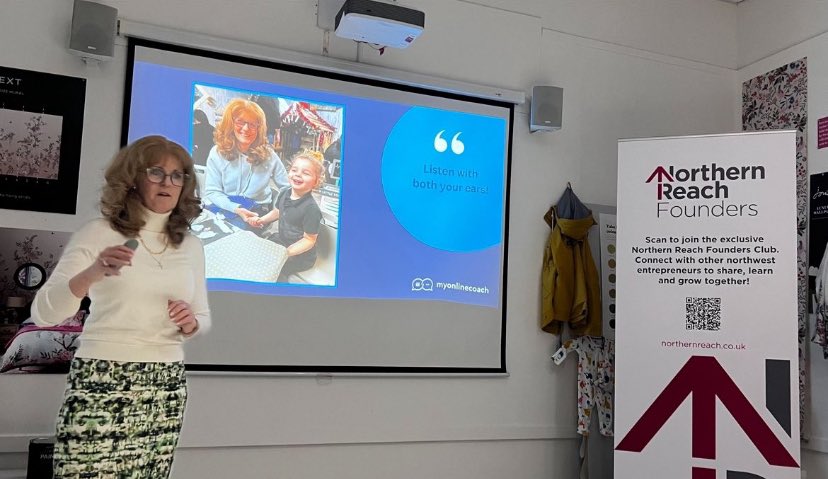 myonline_coach's tweet photo. Our founder and CEO @Lesleycalland was speaking to the Northern Reach Founders tonight about her @myonline_coach story and successful career that led to this exciting tech startup #myonlinecoach https://t.co/paTP5JaW8U