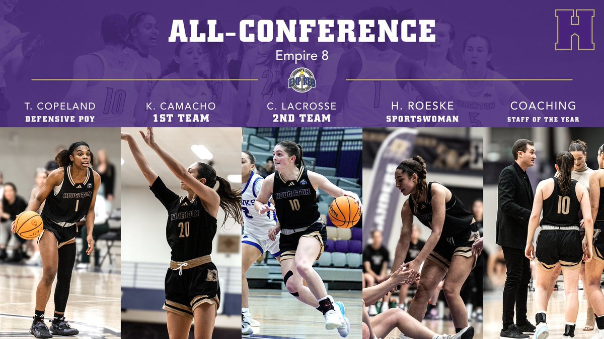 CONGRATULATIONS to our All-Conference AWARD WINNERS🏆 
.
Trinity Copeland - Defensive Player of the Year
Kayla Camacho - 1st Team All-Conference 
Crysta LaCrosse - 2nd Team All-Conference
Hannah Roeske - Sportswoman of the Year
Houghton University - Coaching Staff of the Year