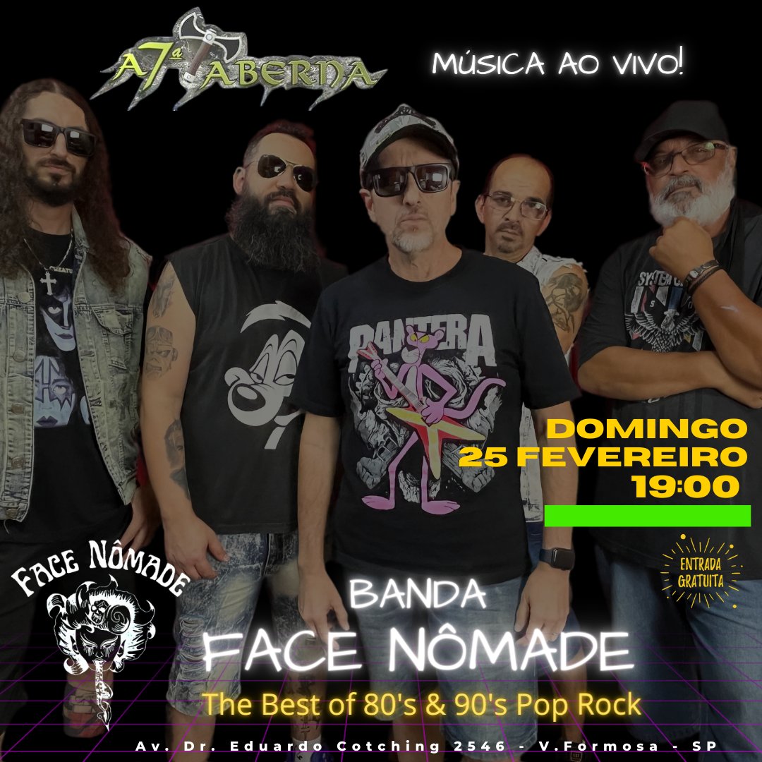 xcarpa's tweet photo. Banda Face Nômade na "A Sétima Taberna" -  Domingo dia 25 de fevereiro 19h -  Av. Dr. Eduardo Cotching 2546 na Vila Formosa - SP https://t.co/LUcg2yprkl