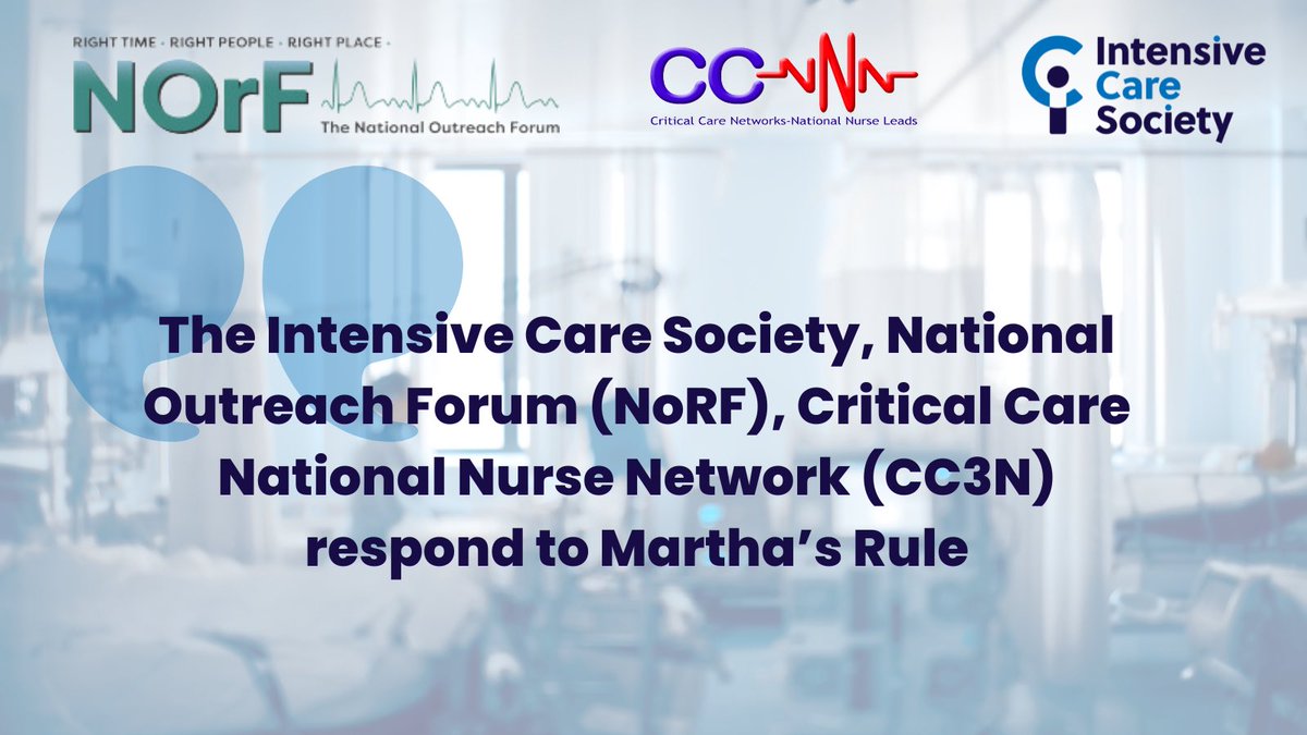 NOrF (@norf_cco_rrs) on Twitter photo Read our joint statement with <a href="/ICS_updates/">Intensive Care Society ๐</a> and <a href="/CC_3N/">CC3N</a> in response to <a href="/NHSEngland/">NHS England</a> and the Martha's Rule announcement here: bit.ly/CCOP_MarthaRule
While many CCOT teams have already rolled out #Call4Concern, we ask for proper resourcing to implement this across all of the NHS Read our joint statement with <a href="/ICS_updates/">Intensive Care Society ๐</a> and <a href="/CC_3N/">CC3N</a> in response to <a href="/NHSEngland/">NHS England</a> and the Martha's Rule announcement here: bit.ly/CCOP_MarthaRule
While many CCOT teams have already rolled out #Call4Concern, we ask for proper resourcing to implement this across all of the NHS