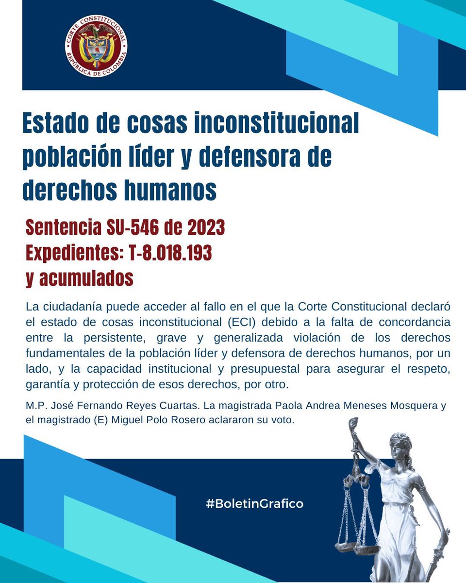 CConstitucional's tweet photo. #PublicacionesRelatoría | Consulte en el siguiente enlace la Sentencia SU-546 de 2023 ➡️ https://t.co/dtU7Ug9xUQ https://t.co/tSAFd52mc4