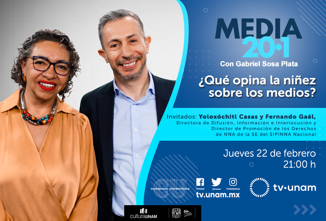 media20punto1's tweet photo. ¿Qué opina la niñez sobre los medios? 🧒🤠

Sobre ello charlarán Yoloxóchitl Casas, Directora de Difusión, Información e Interlocución y Fernando Gaál, Director de Promoción de los Derechos de NNA de la SE de @SIPINNA_MX con @telecomymedios

📆 22 de feb, 21 h por @TVUNAM https://t.co/B87AWAd7Vj