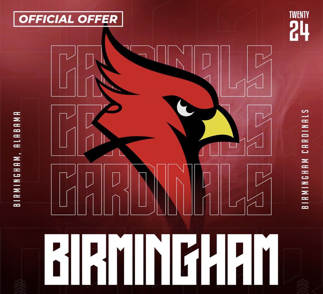 #AGTG After a great talk with @coachhalwalker I’m beyond blessed to receive my second offer from @BirminghamCards! @Eric_Mims_Sr @HawthorneCoach @Dannie_Snyder52