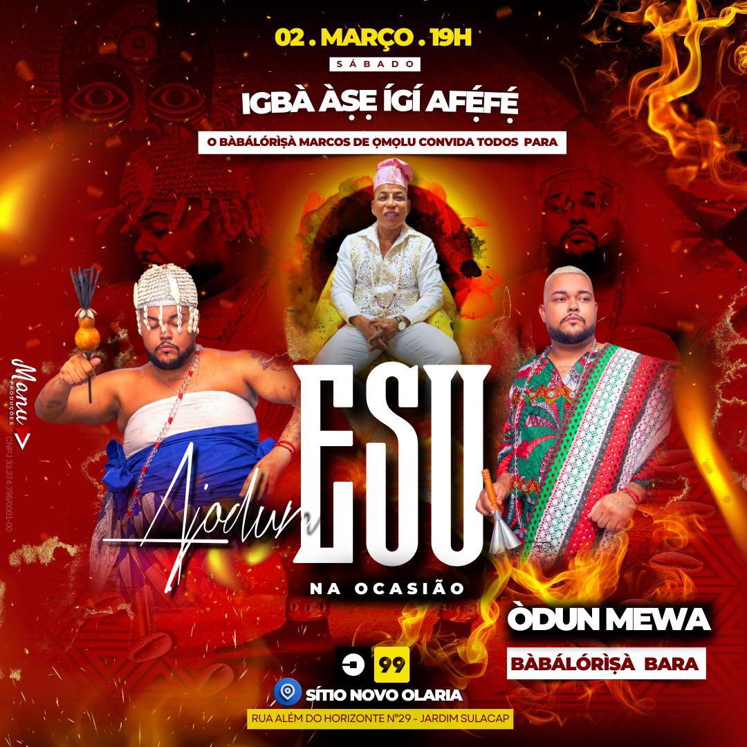 Aguardamos à todos para louvar o senhor dos caminhos. 
Que Esú seja por nós todos os dias. 
Laroye 🔥