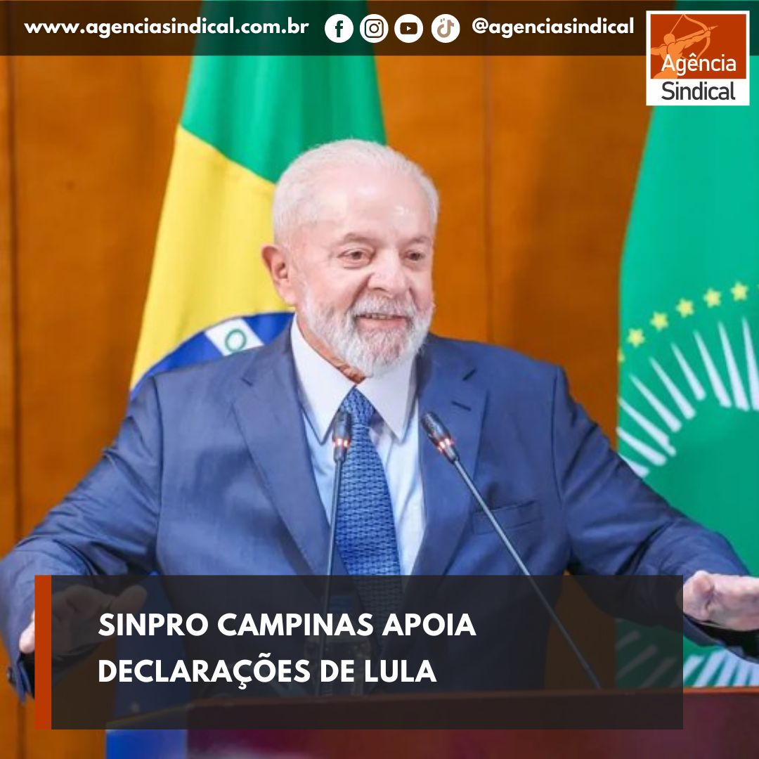 agenciasindical's tweet image. SINPRO APOIA O PRESIDENTE - O Sindicato dos Professores de Campinas e Região divulgou nota de apoio às declarações do Presidente Luís Inácio Lula da Silva (PT) veiculadas no domingo, em conferência de imprensa, na Etiópia.
Leia - bit.ly/49HmCwn
#sinpro #apoioaolula #nota