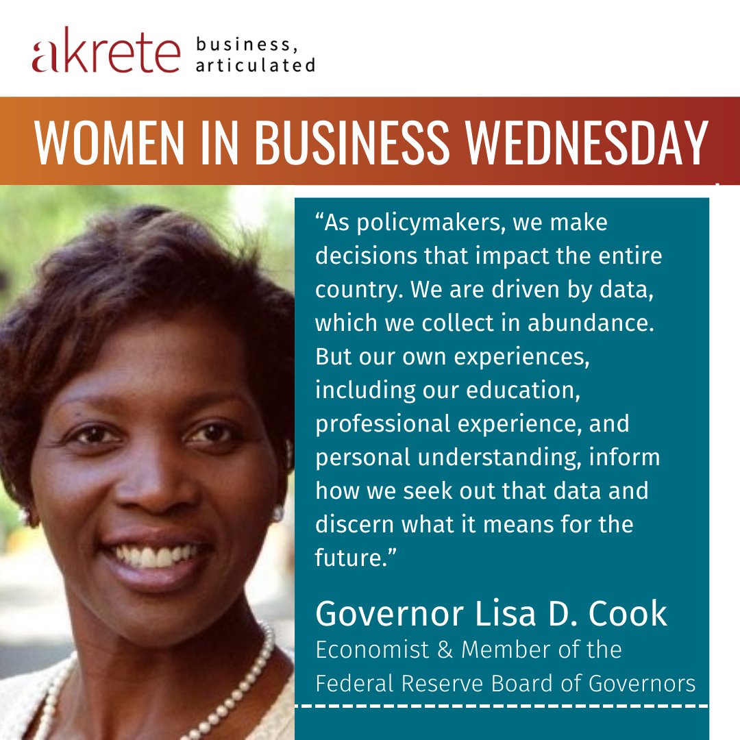 TeamAkrete's tweet photo. Dr. Lisa D. Cook has blazed an incomparable trail in economics, government &amp; finance, &amp; in the process helped us understand how structural racism holds back society &amp; its economic growth. She became the first-ever Black woman on the Federal Reserve Board of Governors in May 2022. https://t.co/kBrEynuEgA