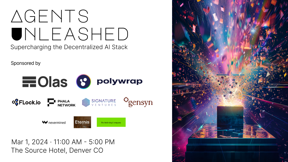 Everyone on this list knows agents are crypto's next trillion users.

Thank you to this very exciting list of Sponsors &amp; Speakers for our Agents Unleashed Event!

Read on to find out who else is excited for 3.1.24...

👇