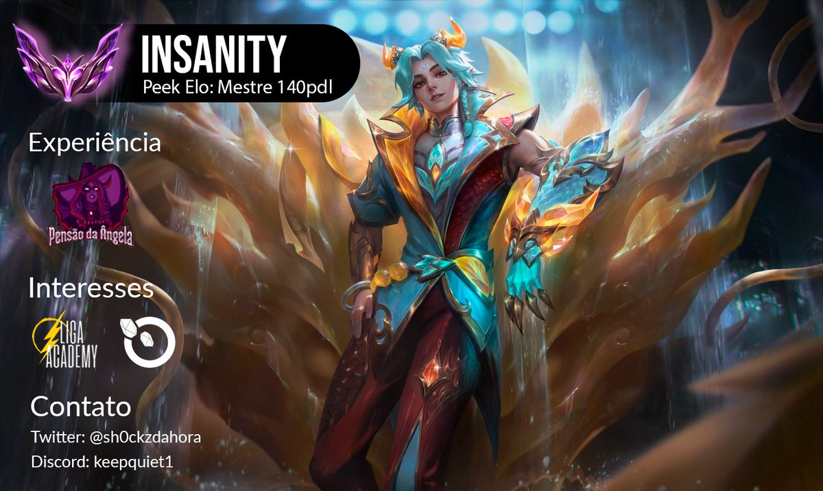 sh0ckzdahora's tweet photo. salve rapaziada insanity aqui estou free agent para camps t3 
main ad atualmente mestre

dm open 

@vagas_esports @LigaGG_ @LigaAcademy https://t.co/SMnziI6HrJ