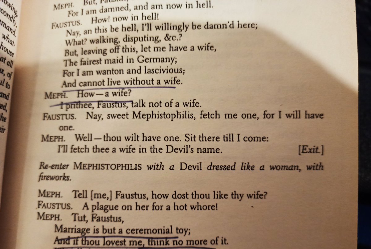 Found a Dr. Faustus at home that is probably a photocopy and i cant believe i forgot how engaging this book is. It's impossible to just read it, you have to read it out loud and also play it.
Enter mephistophilis... WITH FIREWORKS!!!