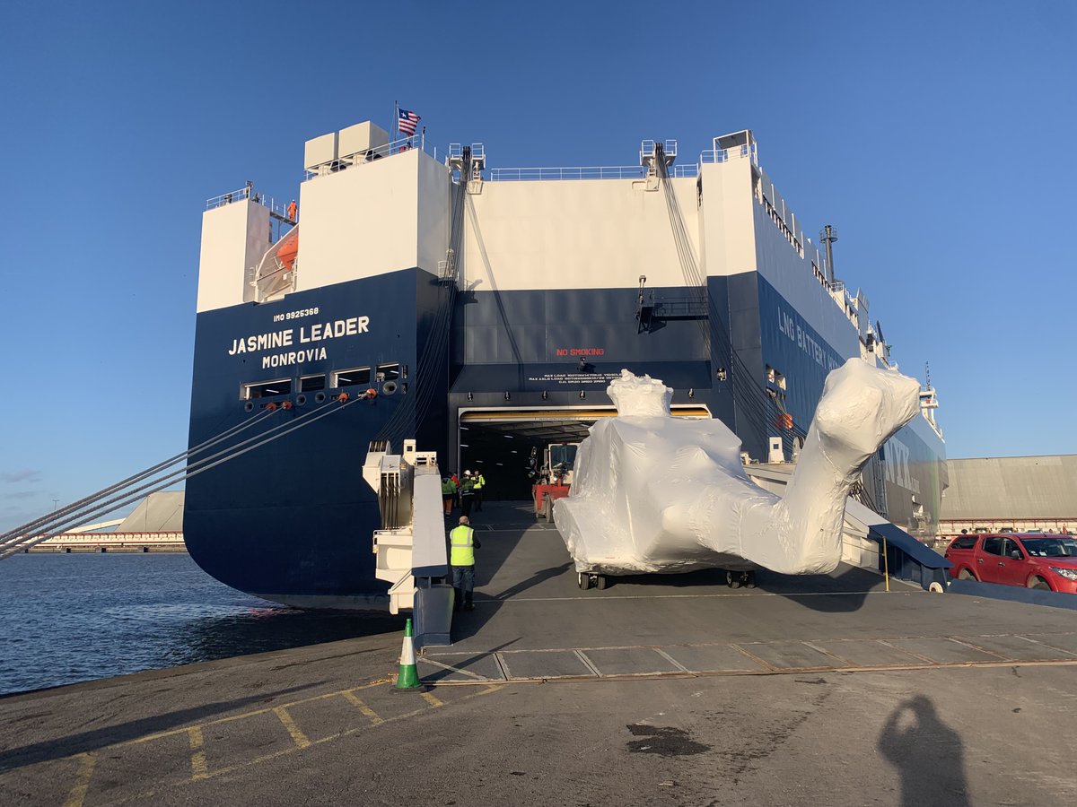 The Ops team demonstrated expertise by efficiently loading a Sikorsky S-92 Helicopter bound for Shanghai onto LNG-fueled Jasmine Leader. Valued at $30 million, the S-92 was skillfully lifted onto a Terberg trailer before navigated on the ship #bristolsglobalgateway #export