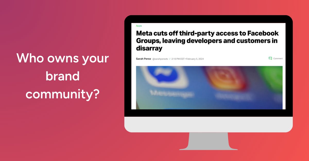 Does someone else own your brand’s community? 😱 It’s tempting to equate your follower count with a thriving community. But Meta’s move to cut off access to Facebook Groups is a stark reminder of the dangers of over-reliance on third-party platforms. 🚧 bit.ly/3wq3dBQ