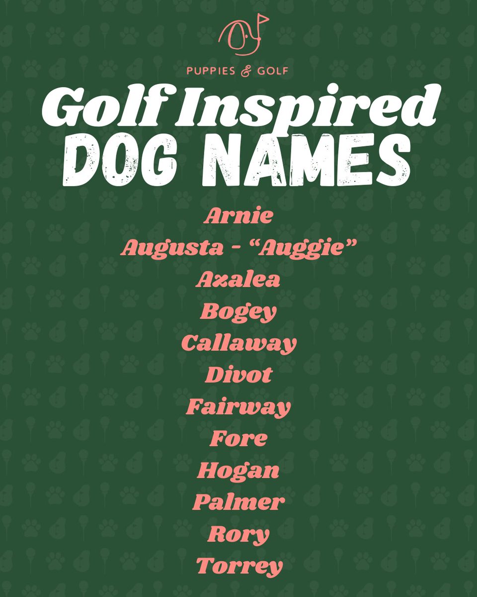 There was a lot of bark on our last golf-inspired dog names post so you know we had to do a part 2! Share with your Puppies & Golf loving friends! 🐶⛳️ #dognames #golfdognames #golflover #dognamesuggestions #dogname #dognameinspo