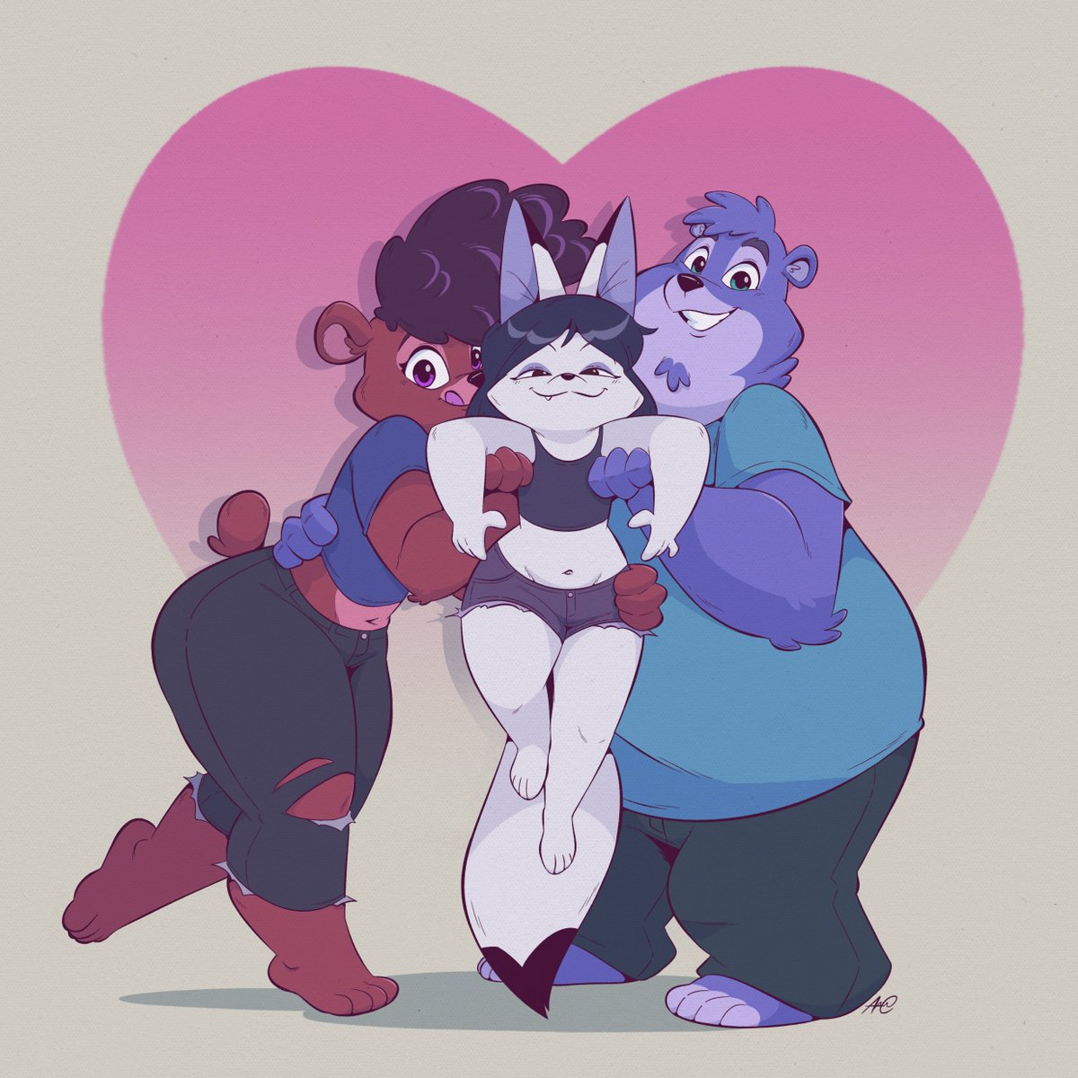 Giftart for my bud, @AWDtwit featuring his adorable trio. Also congrats for hitting 200% on your Kickstarter campaign!