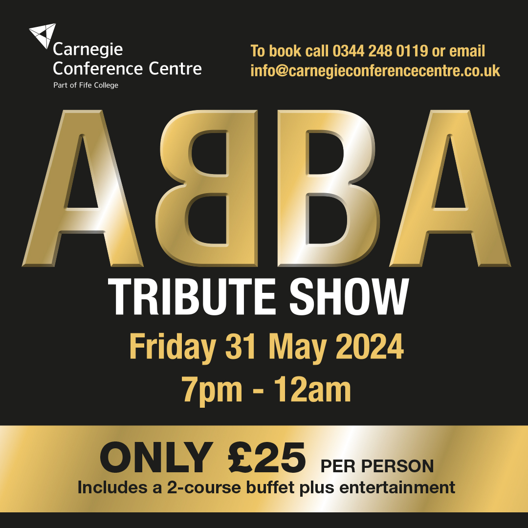 📢 SOS! 

🌟 Come and join us at our ABBA Tribute Show! 🌟 

Only £25 per person with 2-course buffet and entertainment included.

To book, call us on 0344 248 0119 or email info@carnegieconferencecentre.co.uk