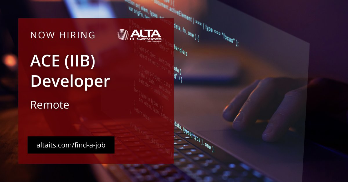 ALTA IT Services is #hiring an ACE (IIB) Developer for #remote work. 

Learn more and apply today: ow.ly/p3bl50QGaW7
#ALTAIT #ITSkills #SoftwareDevelopment #AgileMethodologies #ACEIIBFlows #IBMQueue #AgileConcepts #UserStories #AcceptanceCriteria #DefinitionOfDone