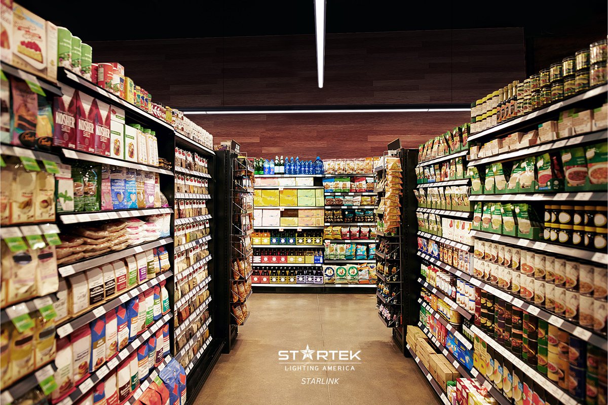 Picture perfect 📸 Our StarLink fixture has never looked better! Visit our website for detailed spec information. #StarLink #LightingDesign #InteriorDesign #LightingFixture #GroceryStore