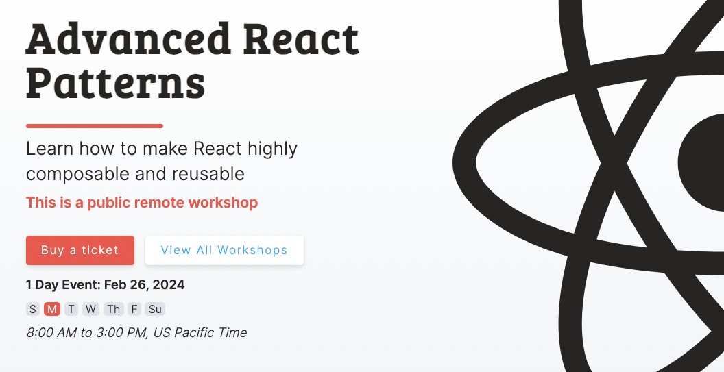 🔥 Advanced React Patterns workshop this coming Monday. Only $350 while we have tickets left... reacttraining.com/public-worksho…