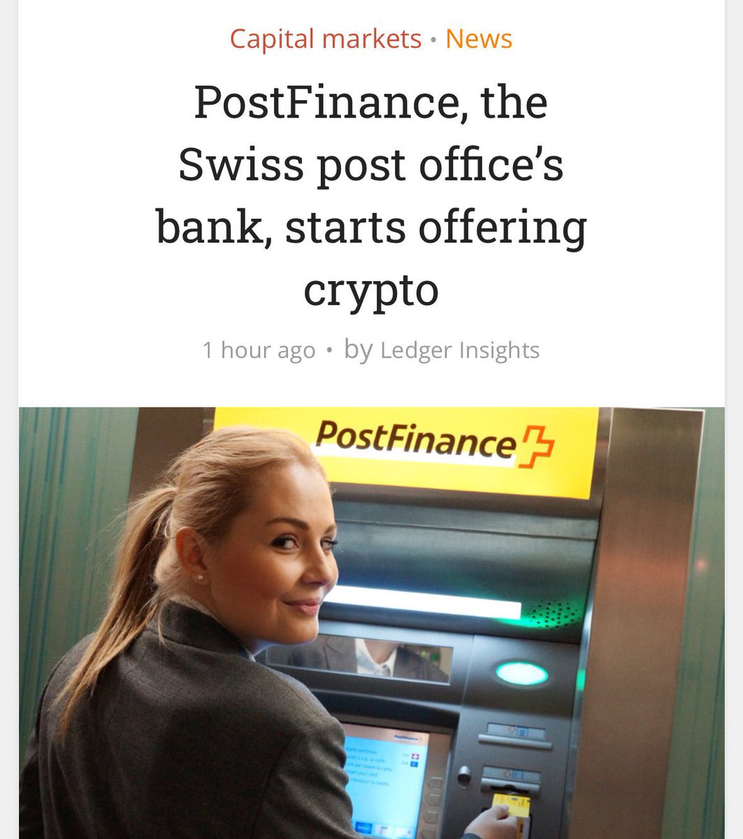 🇨🇭 SwissPost, la cinquième banque de Suisse, est devenue la première banque d'importance systématique du pays à offrir à ses clients un accès à #Bitcoin  et à des comptes de conservation, de trading et d'épargne d'actifs numériques 👀🙌
